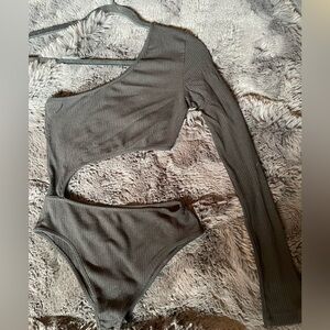 LF cut out one shoulder body suit